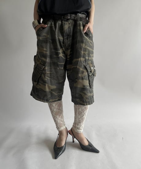 【USED】 Camouflage Wide Cargo Shorts /250712-014