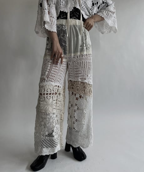 【RE;CIRCLE】 RE Crochet Lace Patchwork Pants / 220526-037