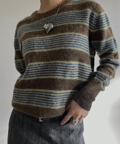【USED】 Pattern Wool Knit Top /250118-028