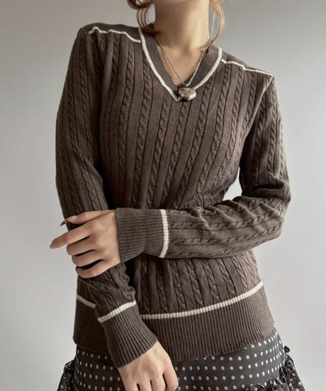 【USED】 V-Neck Knit Top /251115-026