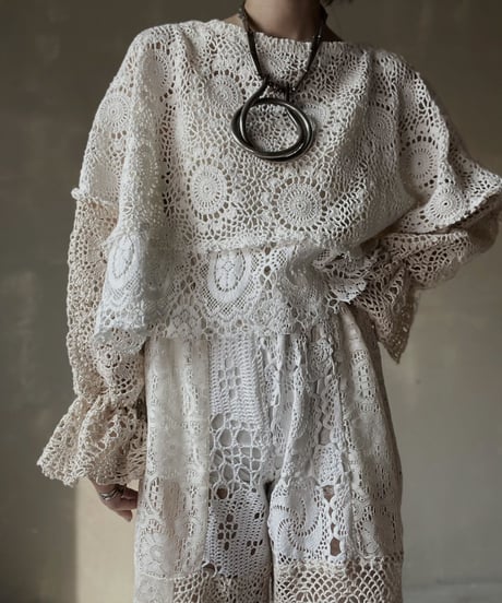 【RE;CIRCLE】 RE Crochet Patchwork L/S Top③/20220317-004