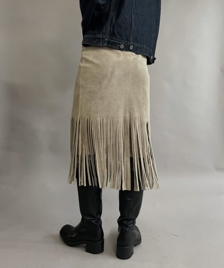 【USED】 Suede Leather Middle Skirt / 230304-014