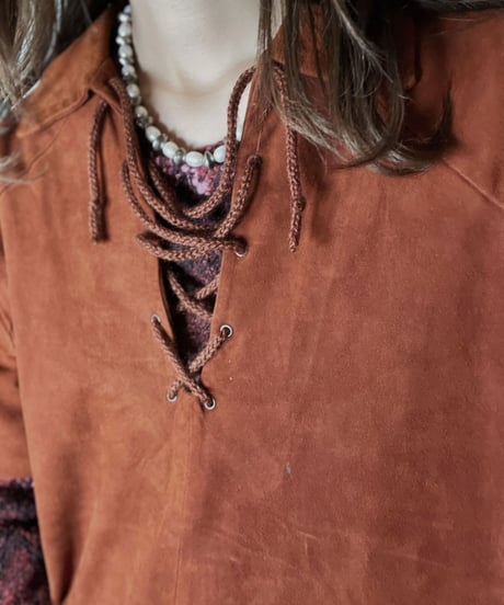 【USED】  Suede Lace Up L/S Top/211014-049
