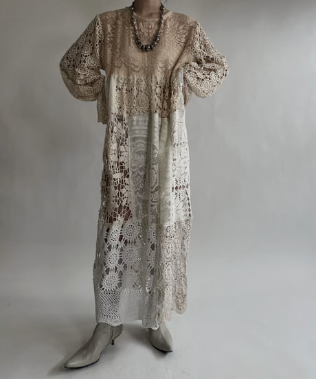 【RE;CIRCLE】 RE Crochet Lace Patchwork One-piece / 220526-012