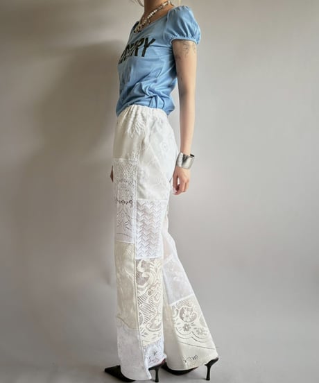 【RE;CIRCLE】 RE Crochet Lace Patch work Pants / 250731-006