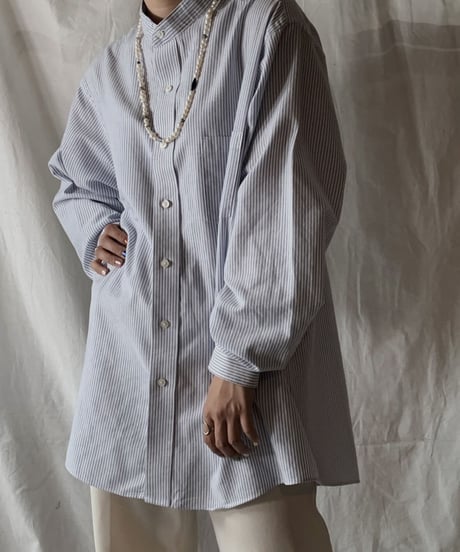 【RE;CIRCLE】 RE Stripe Band Collar Shirt④/210414-032