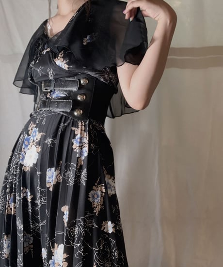 【USED】 EURO Poly Flower Patterned N/S Dress/210714-034