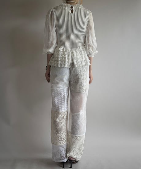 【RE;CIRCLE】 RE Crochet Lace Patch work Pants / 250731-010