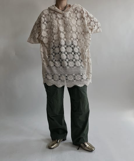【RE;CIRCLE】 RE Crochet Lace S/S Hoodie / 220427-028