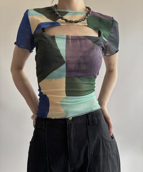 【USED】 Design S/S Sheer Top  / 250531-006