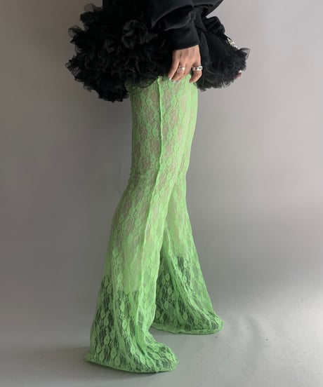 【USED】 Lace Patterned Sheer Flare Pants / 241116-023