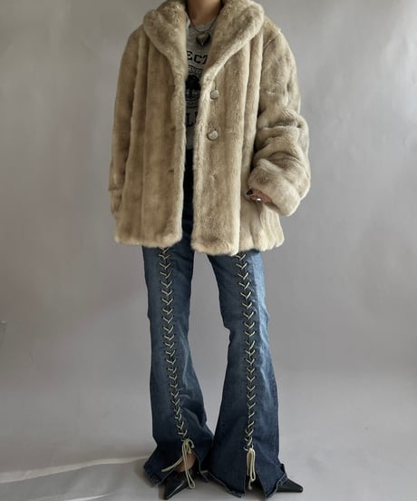 【USED】 Lace Up Denim Flare Pants/ 241221-009