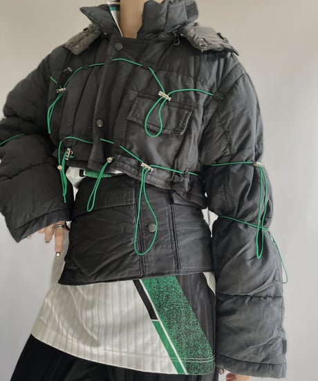 【RE;CIRCLE】 RE Draw Code Short Down Black×Green + Sacoche / 221215-008