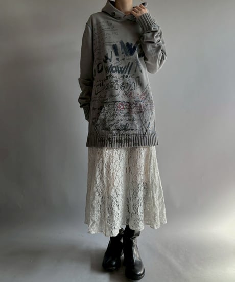 【USED】 Desigual Rib Knit Docking Hoodie /251108-024