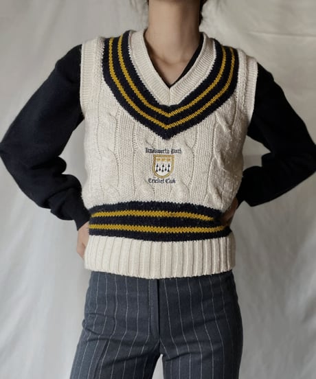 【USED】  Cable Knit Vest/220127-018