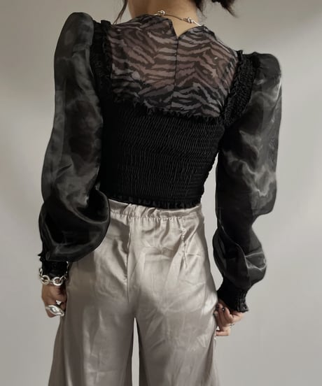 【USED】  L/S Patterned Sheer Leotard top / 230916-047