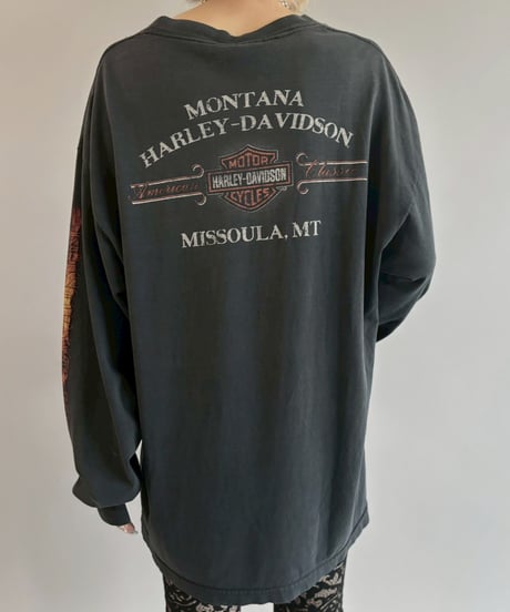 【USED】 HARLEY DAVIDSON Fire Pattern L/S T-Shirt / 260607-012