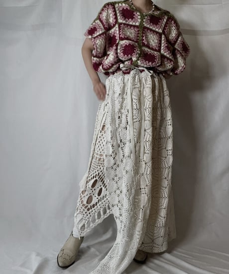 【RE;CIRCLE】 RE Granny Knit×Lace S/S One-piece/210917-010