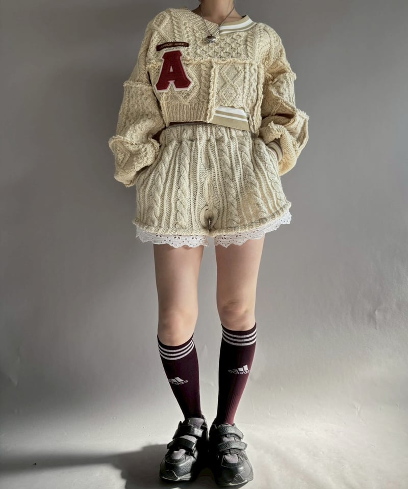 RE;CIRCLEPROJECTリメイクアランニット リサークルプロジェクト RE;CIRCLE】 RE Aran Knit Wappen Patchwork Pullo