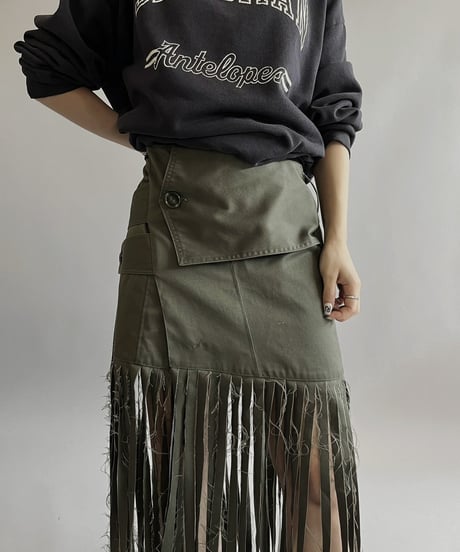 【RE;CIRCLE】 RE Trench Fringe Skirt KHAKI / 240407-031