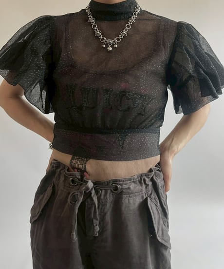 【USED】 S/S Sheer Lame Top  / 250517-002