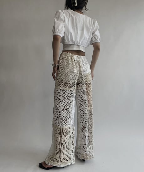 【RE;CIRCLE】 RE Crochet Patchwork Pants / 220728-025