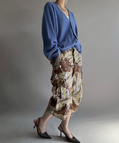 【USED】 Military Camouflage Painted Cut off Shorts / 251108-017