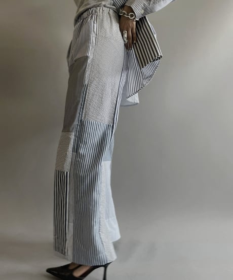 【RE;CIRCLE】 RE Patchwork Strip Pants / 230824-002