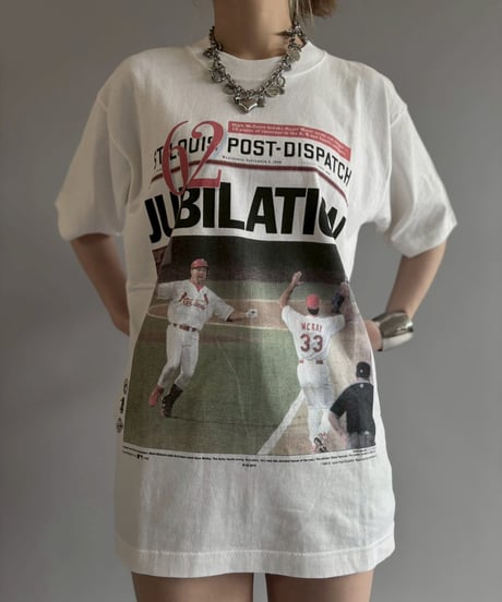 【USED】 98's Baseball Newspaper T-Shirt / 260607-005