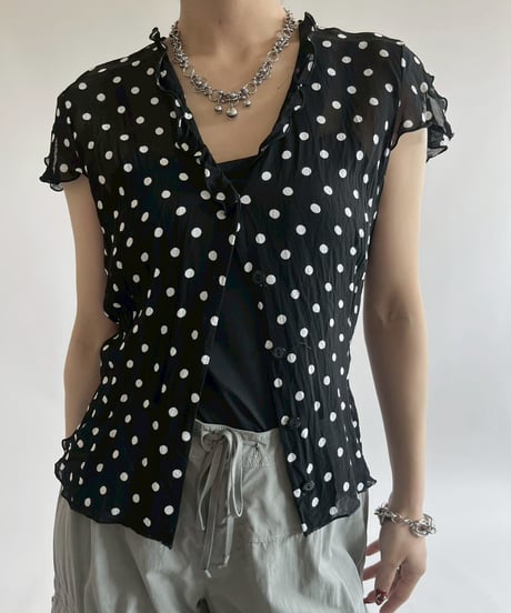【USED】 Dot pattern S/S Sheer Top / 250526-013