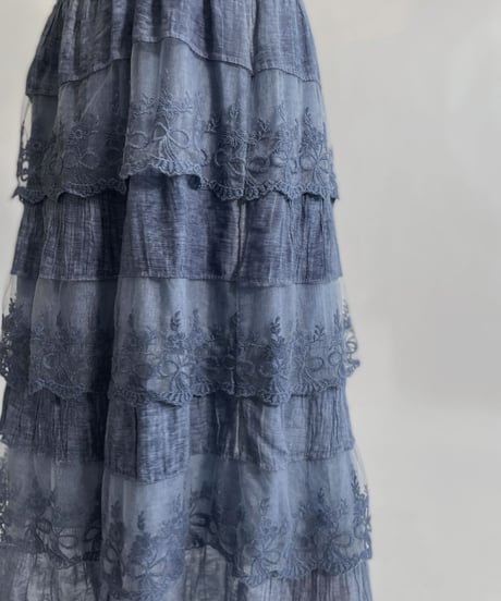 【USED】 Tiered Lace Long Skirt /220716-017