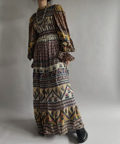 【RE;CIRCLE】 RE Indian Cotton Balloon Sleeved One-piece / 220901-007