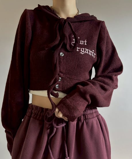 【RE;CIRCLE】 RE Hooded Acrylic Short Cardigan / 260205-011