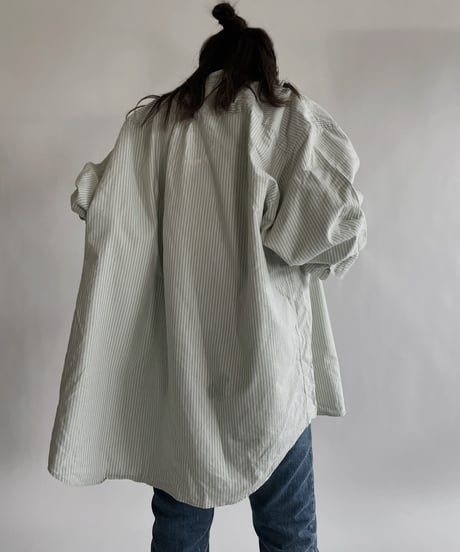 【RE;CIRCLE】 RE Collarless Striped Shirt / 220609-013