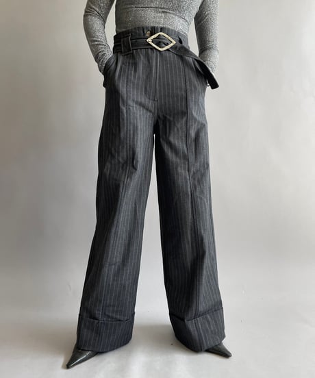 【USED】 Dead Stock GANNI Stripe Patterned Slacks Pants / 241006-022