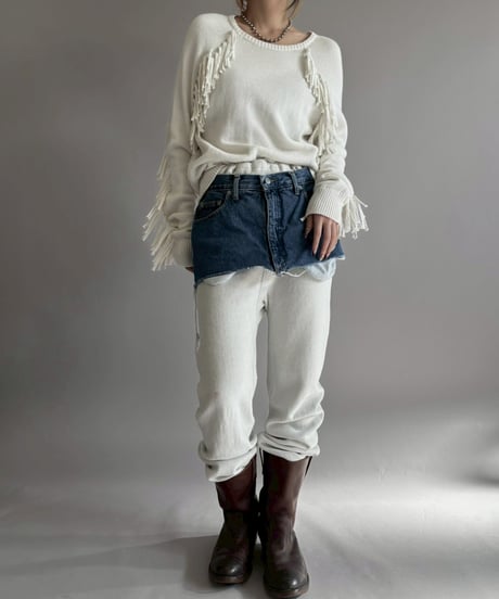 【USED】 Laure Ralph Lauren Fringe Cotton Knit / 260207-013
