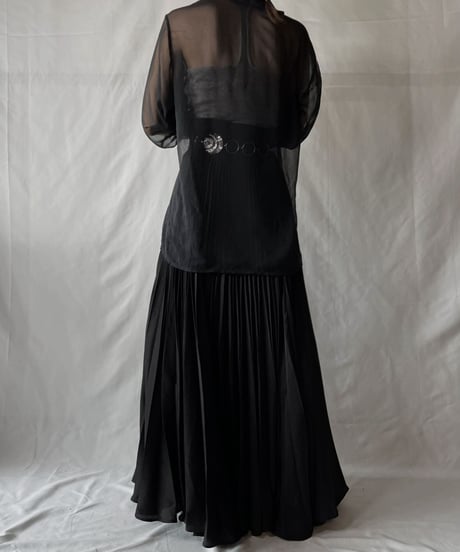 【USED】 Poly  Long Pleats Skirt③/20210819-029