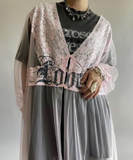 【USED】 Lace Patterned Sheer Long One-Piece/241006-018