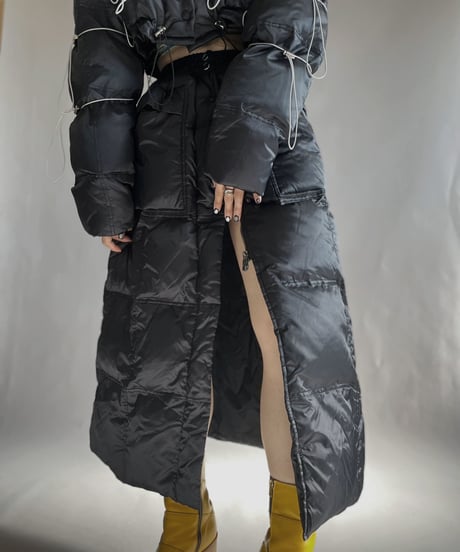 【RE;CIRCLE】 RE Draw Code Short Down Black×Gray + Skirt Co-ord Sets / 221215-011