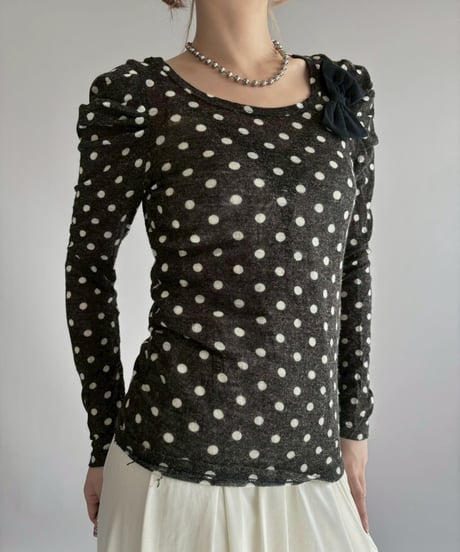 【USED】 Dot Pattern Knit Top / 251129-006