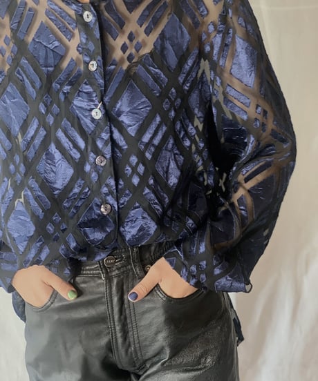【USED】  Velor Patterned See-through Shirt/210407-007