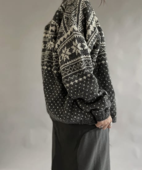 【USED】 Made in USA Wool100% Tirolean Knit Top /240120-011