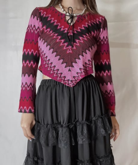 【USED】  Crochet Knit L/S Top⑥/211014-045