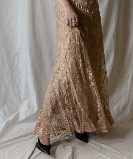 【USED】 USA Flower Patterned Lace Dress①/210429-024