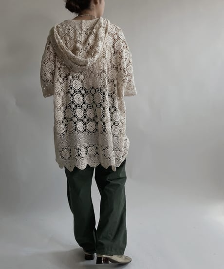 【RE;CIRCLE】 RE Crochet Lace S/S Hoodie / 220427-028