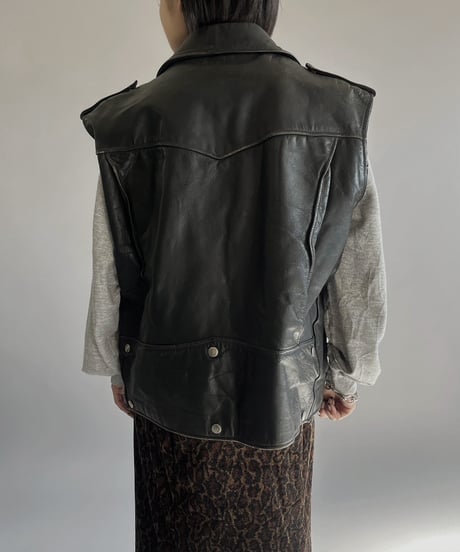 【USED】 Leather Riders Vest/240203-020