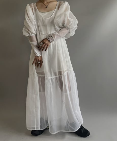 【RE;CIRCLE】 RE Sheer Puff Sleeve One-piece / 230706-002