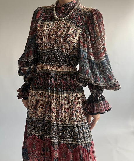 【RE;CIRCLE】 RE Indian Cotton Balloon Sleeved One-piece / 240912-004