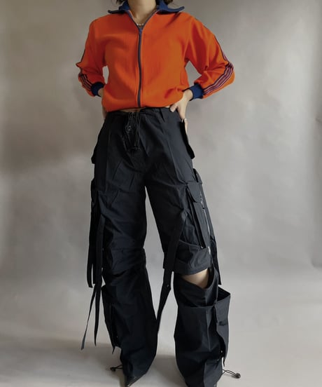 【USED】 Poly Zip-up Line Top Orange / 230128-024