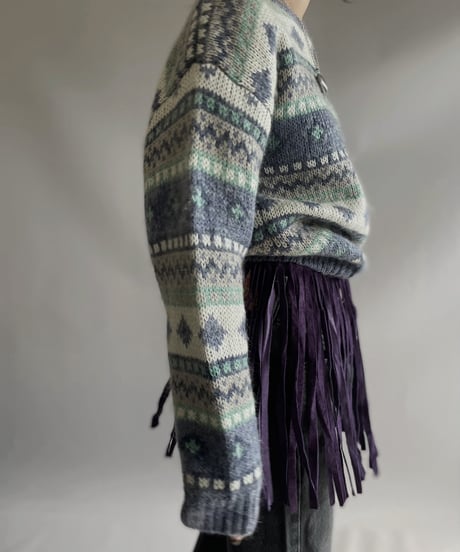 【USED】 L.L. Bean Nordic Patterned Mohair knit Top / 231209-016